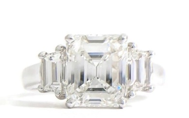 3-Stone Emerald Cut Diamond Ring