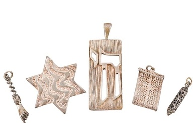(5 Pc) Sterling Silver Pendants Grouping Set