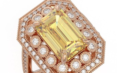 5.85 ctw Canary Citrine & Diamond Victorian Ring 14K Rose Gold