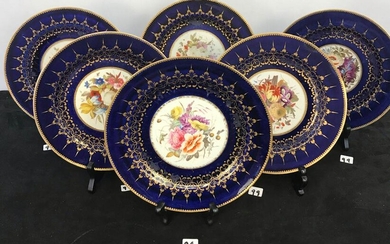 6 Early Chamberlains Worcester Hand Painted Floral