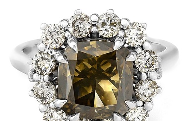 6.09 Tcw Gray Diamond Ring - White gold - Ring - 5.01 ct Diamond - 1.08 ct Diamonds - No Reserve Price