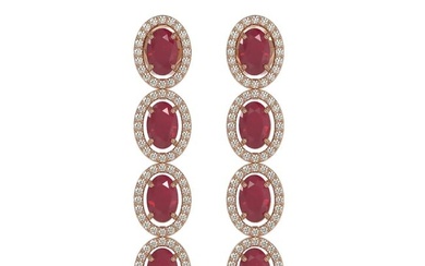 6.47 ctw Ruby & Diamond Micro Pave Halo Earrings 10k Rose Gold