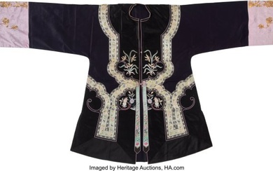 78099: A Chinese Embroidered Silk Aubergine-Ground Jack