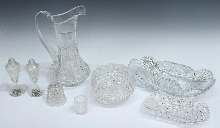 (8) COLLECTION OF CUT & MOLDED GLASS TABLE ITEMS