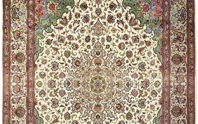 8 x 9 Fine Persian Tabriz Rug 400 KPSI Wool and Silk