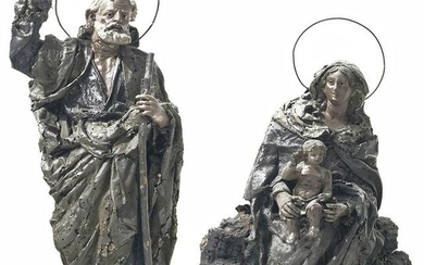 Papier-mÃ¢che' Holy Family, Trapani, 18th century. H cm