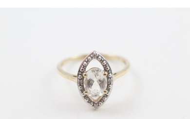 9ct gold morganite single stone marquise ring with diamond s...