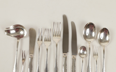 A 143-piece cutlery set, “Augsburg”, nickel silver, NilsJohan, 20th century.