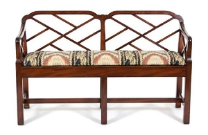 A Chinese Chippendale Style Mahogany Bench Height 30