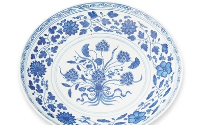 A Chinese blue and white porcelain dish