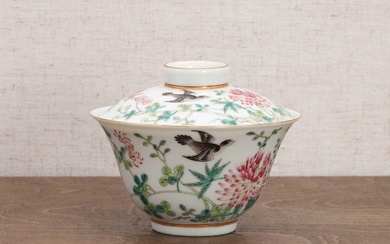 A Chinese famille rose teacup and cover