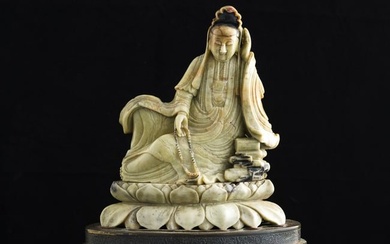 A Chinese soapstone statue of Guanyin, 19th century