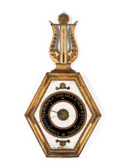 A French Giltwood Barometer and Thermometer