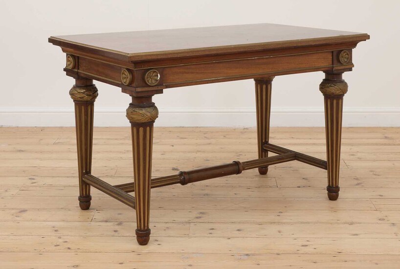 A French Louis XVI-style mahogany and parcel-gilt side table