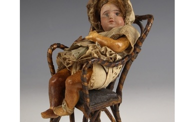 A French SFBJ bisque head doll, 19th century, modelled as a ...