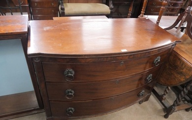 A George III style mahogany bow front chest of drawers