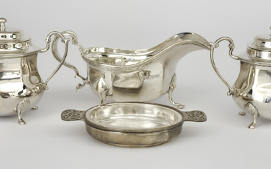 A George V Silver Oval Sauce-Boat and Mixed Silverware, the...