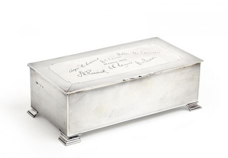 A George VI Silver Cigarette-Box, by Mappin and Webb, Birmingham,...