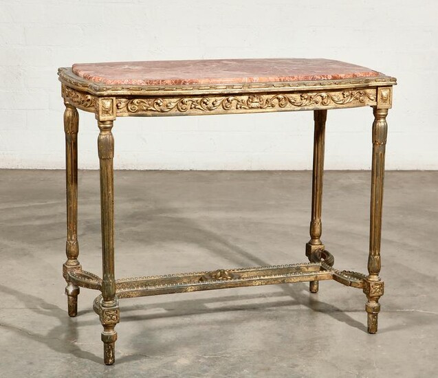 A Louis XVI style giltwood salon table