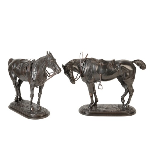 A NEAR PAIR OF BRONZE HORSES stamped 'J Willis Good', both c...