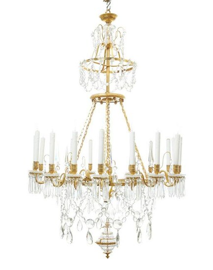 A Neoclassical gilt bronze & cut glass chandelier
