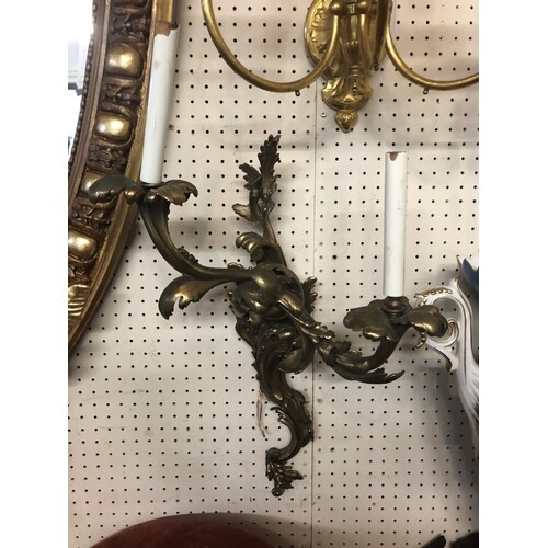 A PAIR OF BRONZE TWO BRANCH WALL SCONCES OF ROCOCO STYLE. (5...