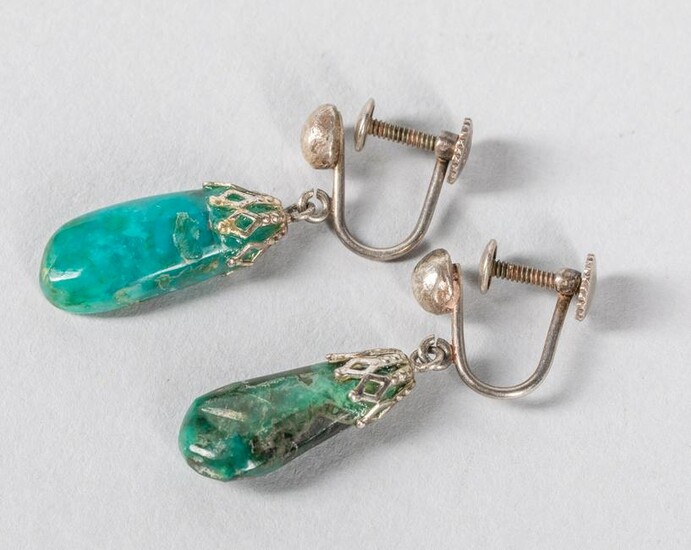 A Pair Of Turquoise Tear Drop Earrings