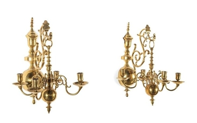 A Pair of Brass Four-Light Miniature Chandelier
