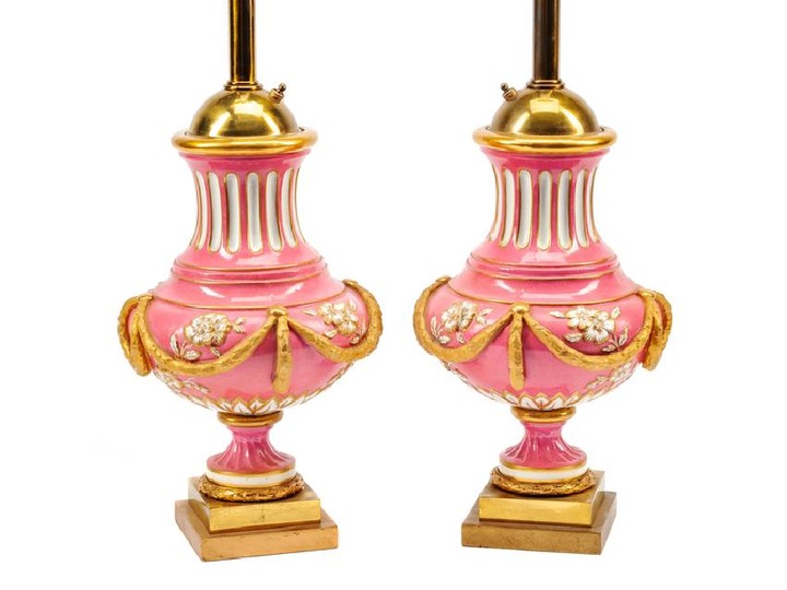 A Pair of Sèvres Style Porcelain Table Lamps