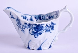 A RARE WORCESTER LOW CHELSEA EWER painted with the