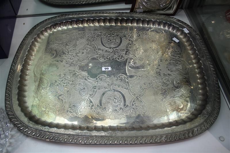 A SILVER PLATED TRAY