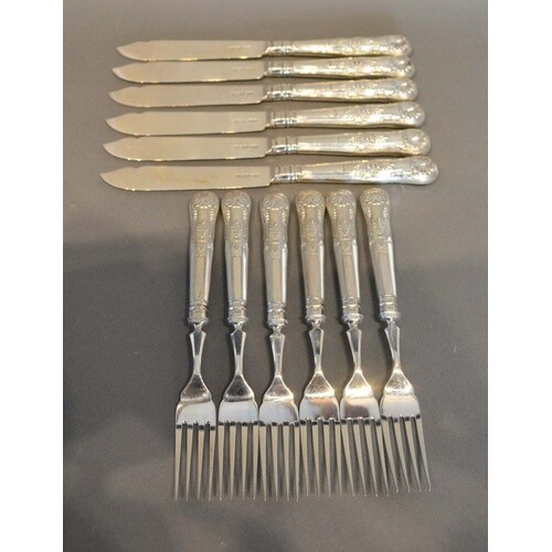 A Set of Six George V Silver Fish Knives and Forks, Sheffiel...