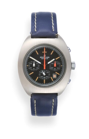 A Stainless Steel Chronograph Wristwatch, signed Breitling, model: Long Playing 7103, Geneve,...