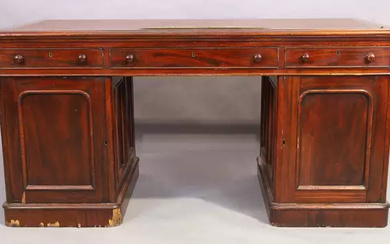 A Victorian mahogany pedestal desk, last quarter 19th century, the...