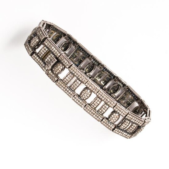A diamond and blackened silver bracelet