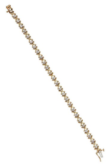 A diamond bracelet, designed as a series of brilliant-cut diamonds interspersed with x motifs, length 18cm, stamped 10k, gross weight approximately 9g