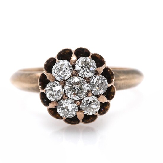SOLD. A diamond ring set with seven old-cut diamonds weighing a total of app. 0.75 ct., mounted in 18k gold. Size 53. – Bruun Rasmussen Auctioneers of Fine Art