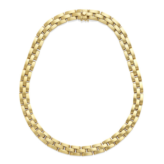 A gold link necklace