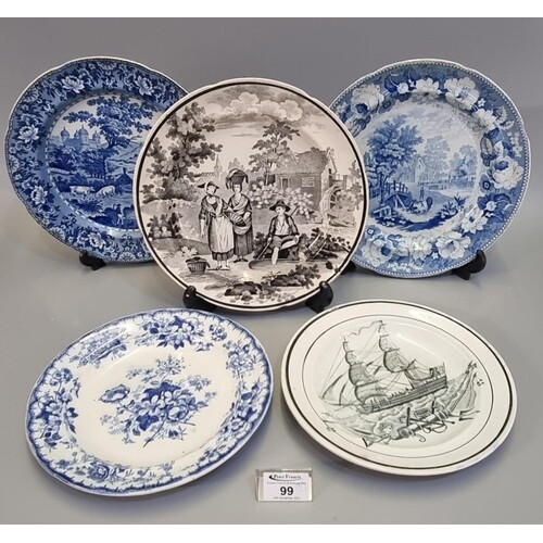 A group of five Welsh pottery plates to include; a Glamorgan...