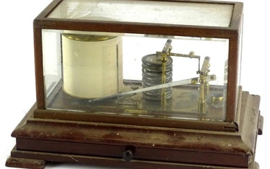 A mahogany cased brass table barograph.