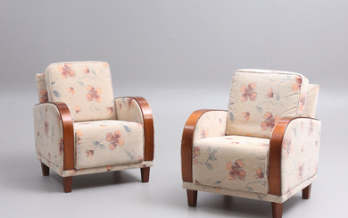 A pair of armchairs, art deco style, 1900/2000s.