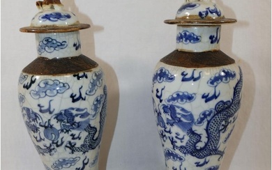 A pair of late 19th century/early 20th century Chinese blue ...