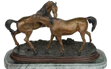 AFTER PIERRE-JULES MENE (FRENCH, 1810-1879) EQUESTRIAN BRONZE STATUE