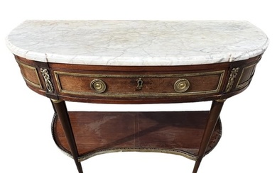 AN 18TH CENTURY FRENCH LOUIS XI PERIOD MAHOGANY AND GILT MET...