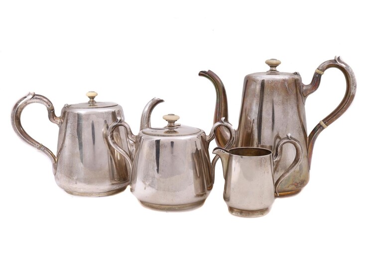 AN ANTIQUE SILVER-GILT RUSSIAN COFFEE AND TEA SET