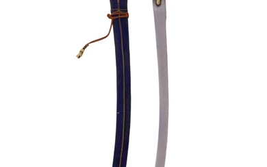 AN INDIAN TULWAR WITH WATERED BLADE AND GILT-SILVER HILT, 19...