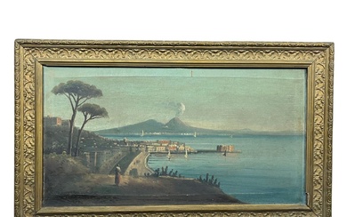 ANONIMO Neapolitan seascape and Vesuvius