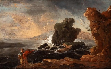 Alessio De Marchis (attribuito a) Coastal landscape with figures