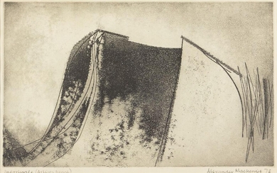 Alexander MacKenzie, British 1923-2002, Untitled landscape, 1973; etching on wove, signed, dated and inscribed, plate: 27.5 x 44.5 cm, (framed) (ARR)