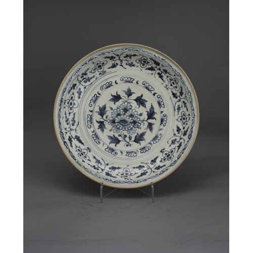 An Annamese blue and white Dish, 15th CenturyW: 37.8cm, H: 6...